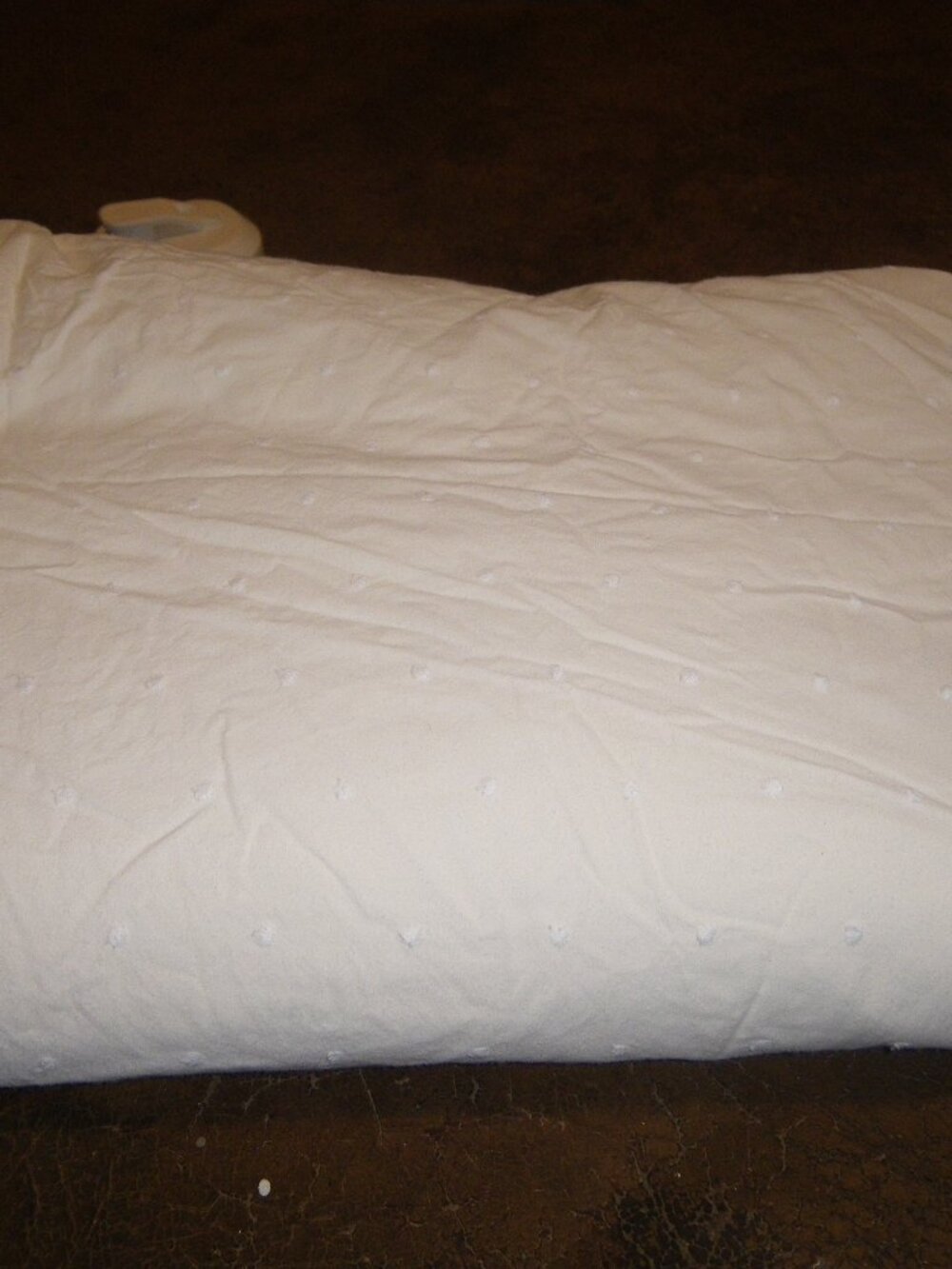 Yves Delprmr Paris 100% Cotton Duvet Cover Off White w/ White Embossed Polka Dot